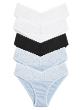 Mid Waist Bikini Bundle Of 5 - ( Black, 2 Sky Blue & 2 White)